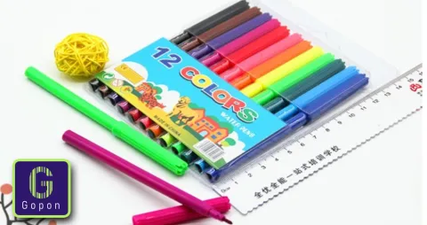 أقلام تلوين مائية بـ 12 لونًا للمدرسة والمكتب والرسم والتلوين بحبر ناعم غير سام