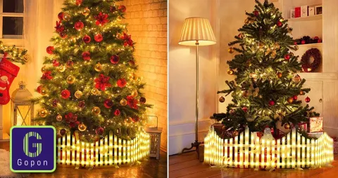مصابيح سياج LED زخرفية مع تركيب سهل باستخدام مشابك وأوضاع متعددة - طقم مكون من 8 قطع - لون أبيض دافئ (الحجم الكلي 280 × 28.5 سم)
