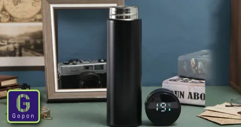 Smart LED Temperature Display Vacuum Flask 500ml with 304 Stainless Steel with Touch Screen & 12 Hour Hot & Cold Insulation - Black