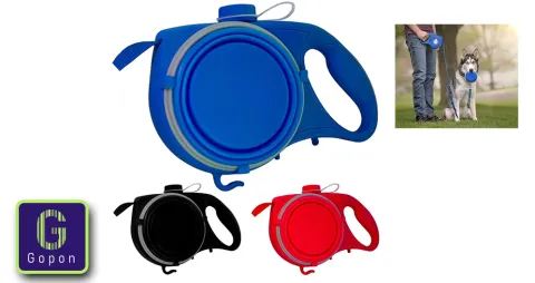 5 In 1 Pet Leash (Leash, Water Bowl, Water Bottle, Waster Bag & Hook) 