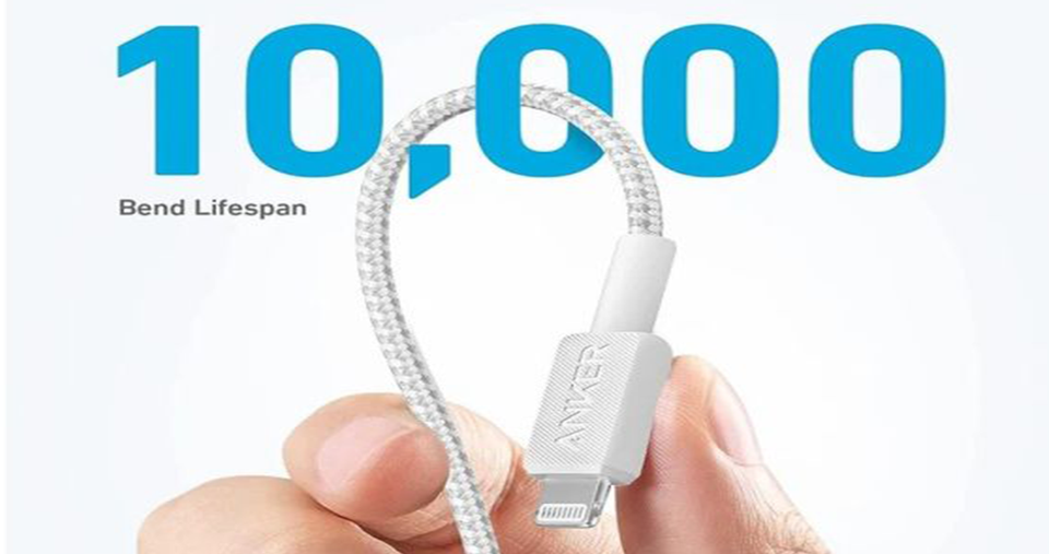 يبل شحن ونقل بيانات من Type-C إلى Lightning طول 1.8 متر 60 واط من أنكر