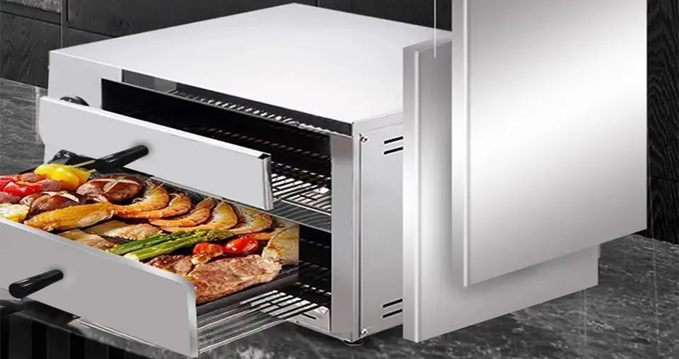 Double Tray Stainless Steel Electric Pizza Oven 3.2KW - Silver