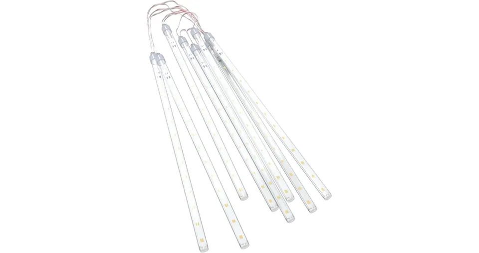 8-Tube LED Meteor Shower Rain Lights with Cascading Effect Waterproof Design for Outdoor & Indoor Decorations  30 cm - (Warm White Color)