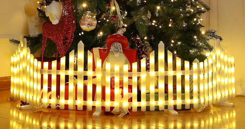 Decorative LED Fence Lights with Easy Clip-On Installation & Multiple Modes - Set of 8 - Warm White (Total Size 280 x 28.5 cm)