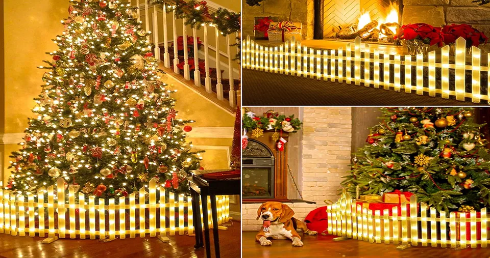 Decorative LED Fence Lights with Easy Clip-On Installation & Multiple Modes - Set of 8 - Warm White (Total Size 280 x 28.5 cm)