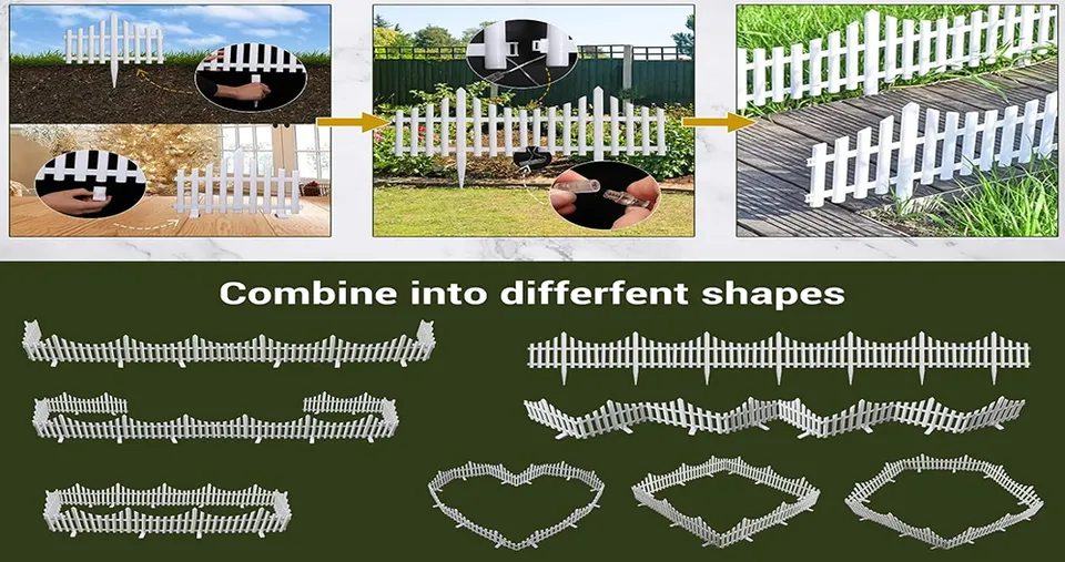 Decorative LED Fence Lights with Easy Clip-On Installation & Multiple Modes - Set of 8 - Warm White (Total Size 280 x 28.5 cm)