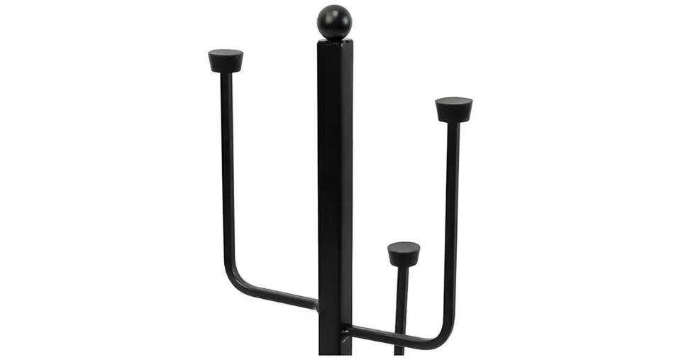 Vertical Glass Holder Stand with Wooden Base With Freestanding Metal Glass Holder Rack for Countertop Storage 42 Cm Height