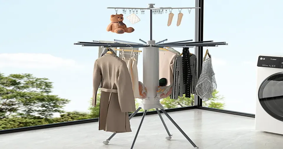 Premium Octopus Folding Clothes Drying Rack with Multi-Layer Adjustable Hangers With Aluminium Alloy Frame & Universal Wheels