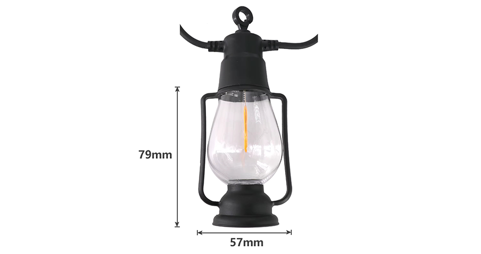 سلسلة أضواء LED تعمل بالطاقة الشمسية بتأثير اللهب مع 4 أوضاع وطول 6 متر مـزود بـ 10 مصابيح كابل مطاطي مقاوم للماء بقـدرة 1.35 واط مع بطارية بسـعة 1200 مللي لفناء الحديقة والشرفة وديكور الحفلات