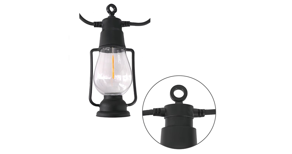 سلسلة أضواء LED تعمل بالطاقة الشمسية بتأثير اللهب مع 4 أوضاع وطول 6 متر مـزود بـ 10 مصابيح كابل مطاطي مقاوم للماء بقـدرة 1.35 واط مع بطارية بسـعة 1200 مللي لفناء الحديقة والشرفة وديكور الحفلات