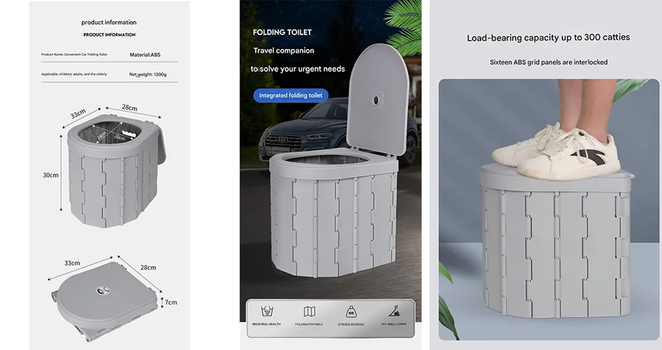 Portable Foldable Toilet Bucket & Trash Can for Outdoor & Camping