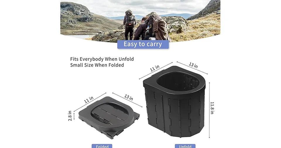 Portable Foldable Toilet Bucket & Trash Can for Outdoor & Camping