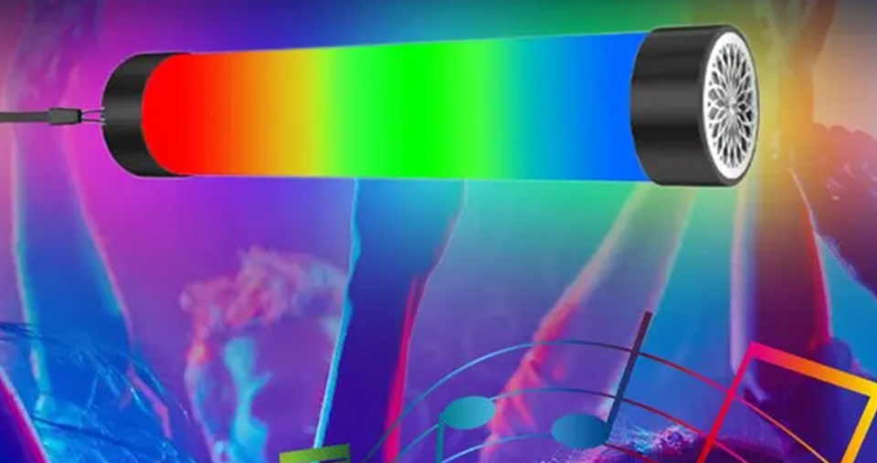 أنبوب ضوء LED مغناطيسي RGB مع سماعة بلوتوث وصوت محيطي 360° وتصميم قابل للتعليق وبطارية قابلة لإعادة الشحن 1500 مللي أمبير