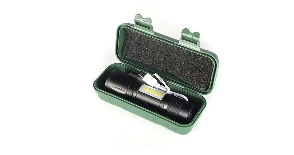 Ultra-Bright USB Rechargeable Mini LED Flashlight with Telescopic Zoom & Waterproof Aluminum Alloy Body