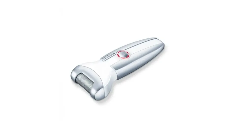 Beurer MPE-50 Rechargeable Electric Callus Remover with Dual Exfoliating Heads, Protective Head Cap, Two Speed Settings & LED Light