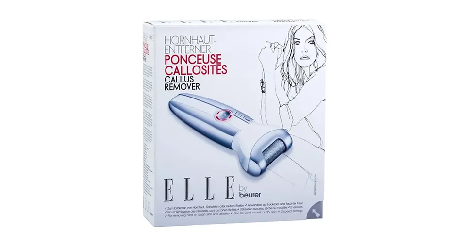 Beurer MPE-50 Rechargeable Electric Callus Remover with Dual Exfoliating Heads, Protective Head Cap, Two Speed Settings & LED Light