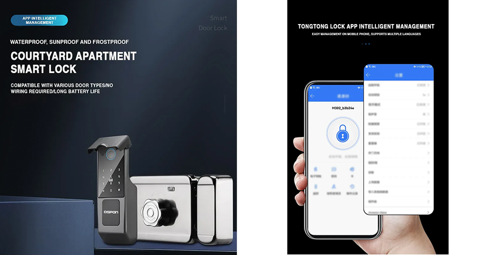 قفل باب بيومتري متطور مع التحكم عبر تطبيق Tuya وخيارات متعددة للفتح باستخدام البطاقة ووسائل دخول متعددة