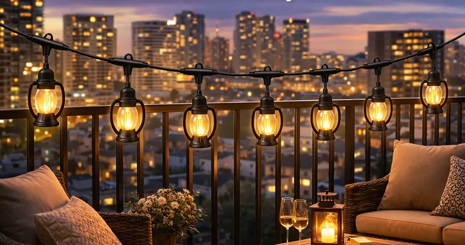 Electric Lantern Style 5M String Lights with 10 Vintage Bulbs, EU Plug, Warm LED for Outdoor Garden & Party Decor
