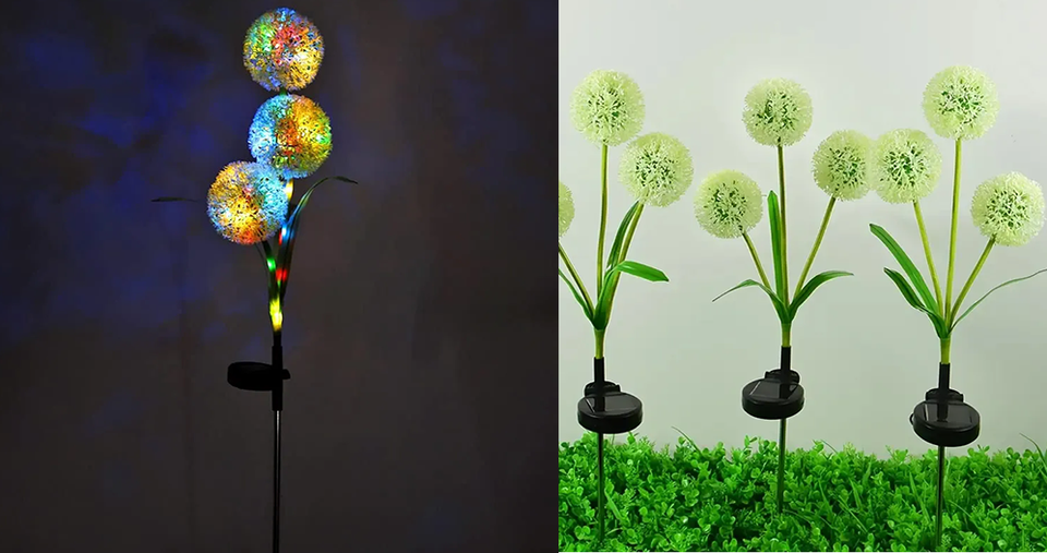 مصابيح زهور الهندباء الشمسية متعددة الألوان LED بتصميم وتد ديكوري لإضاءة الحدائق والمساحات الخارجية