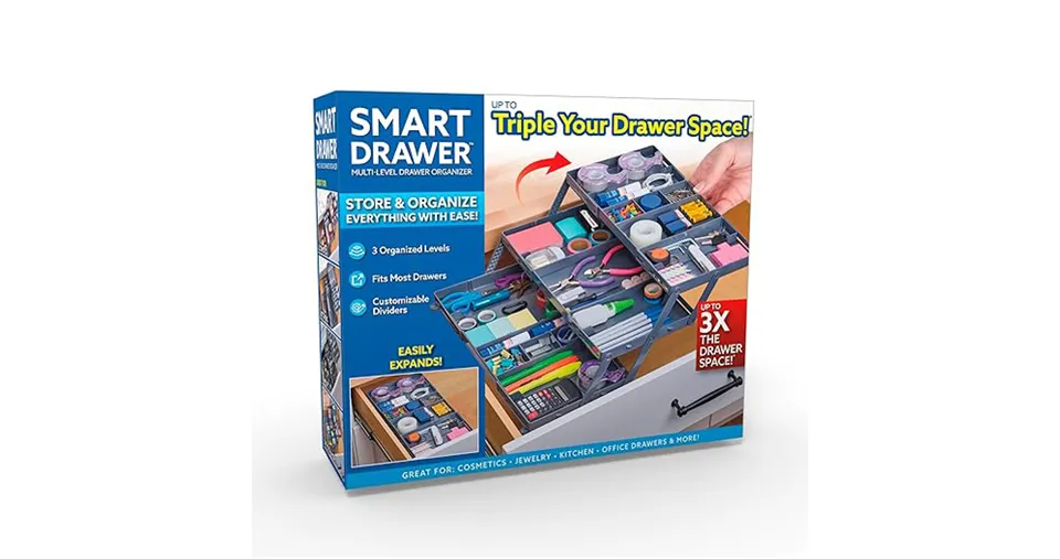 Smart Expandable 3-Tier Multi Purpose Drawer Organizer with Adjustable Dividers