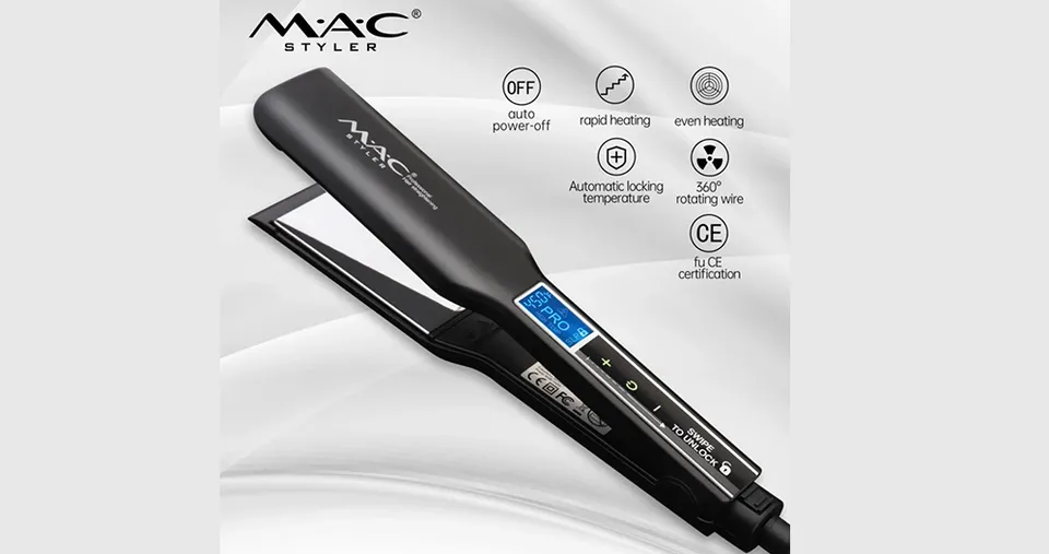 MAC Styler Advanced Flat Hair Straightener with Digital Temperature Control & LCD Display