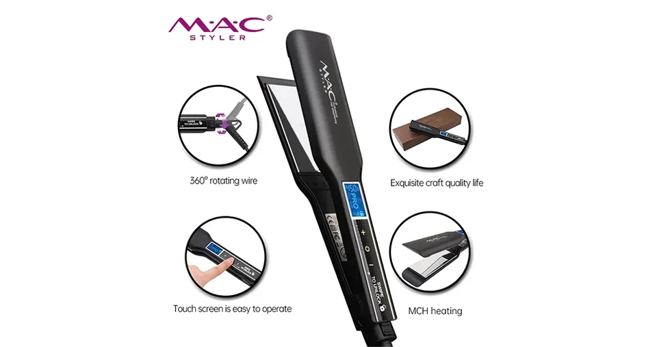 MAC Styler Advanced Flat Hair Straightener with Digital Temperature Control & LCD Display