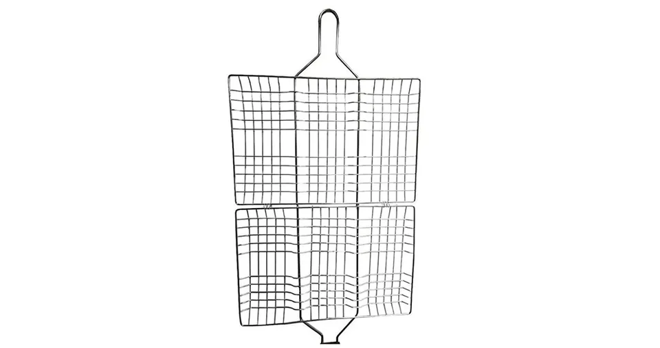 Stainless Steel Mesh Net Holder for Barbeque Grill with Wooden Handle - 40 x 30 cm