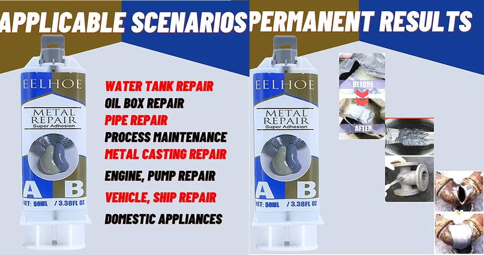50 ML EELHOE Metal Repair Dual-Component Waterproof Epoxy Adhesive Glue for High-Pressure Pumps, Engines, Pipes & Metal Parts