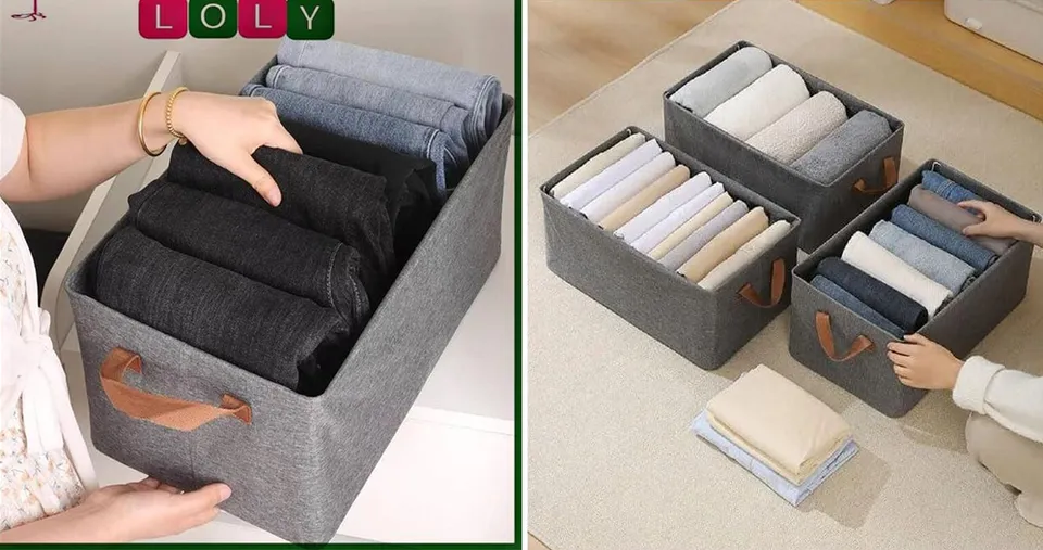 Foldable Fabric Storage Box for Clothes, Drawers & Closet Organization