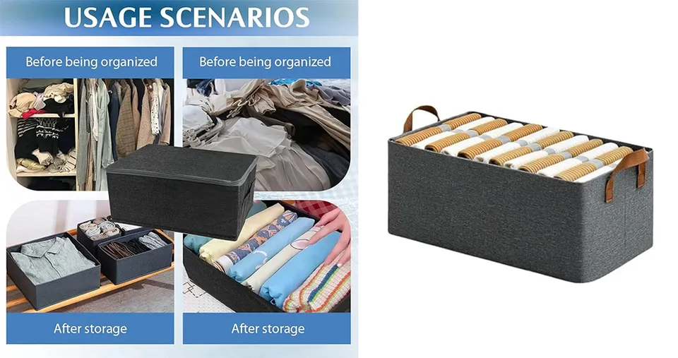 Foldable Fabric Storage Box for Clothes, Drawers & Closet Organization