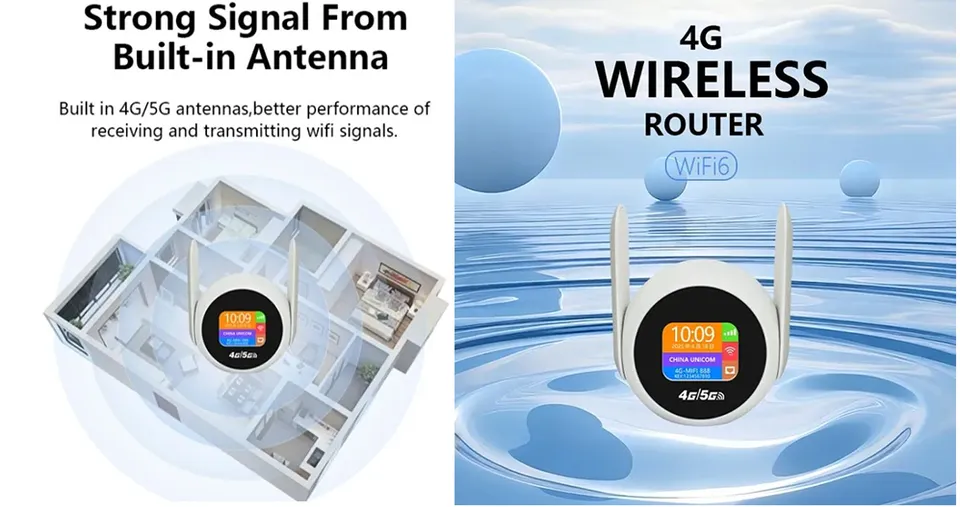 راوتر CPE Q50 لاسلكي 4G/5G LTE بتقنية WiFi 6 مع شريحة نانو SIM وهوائيين ومنفذ LAN